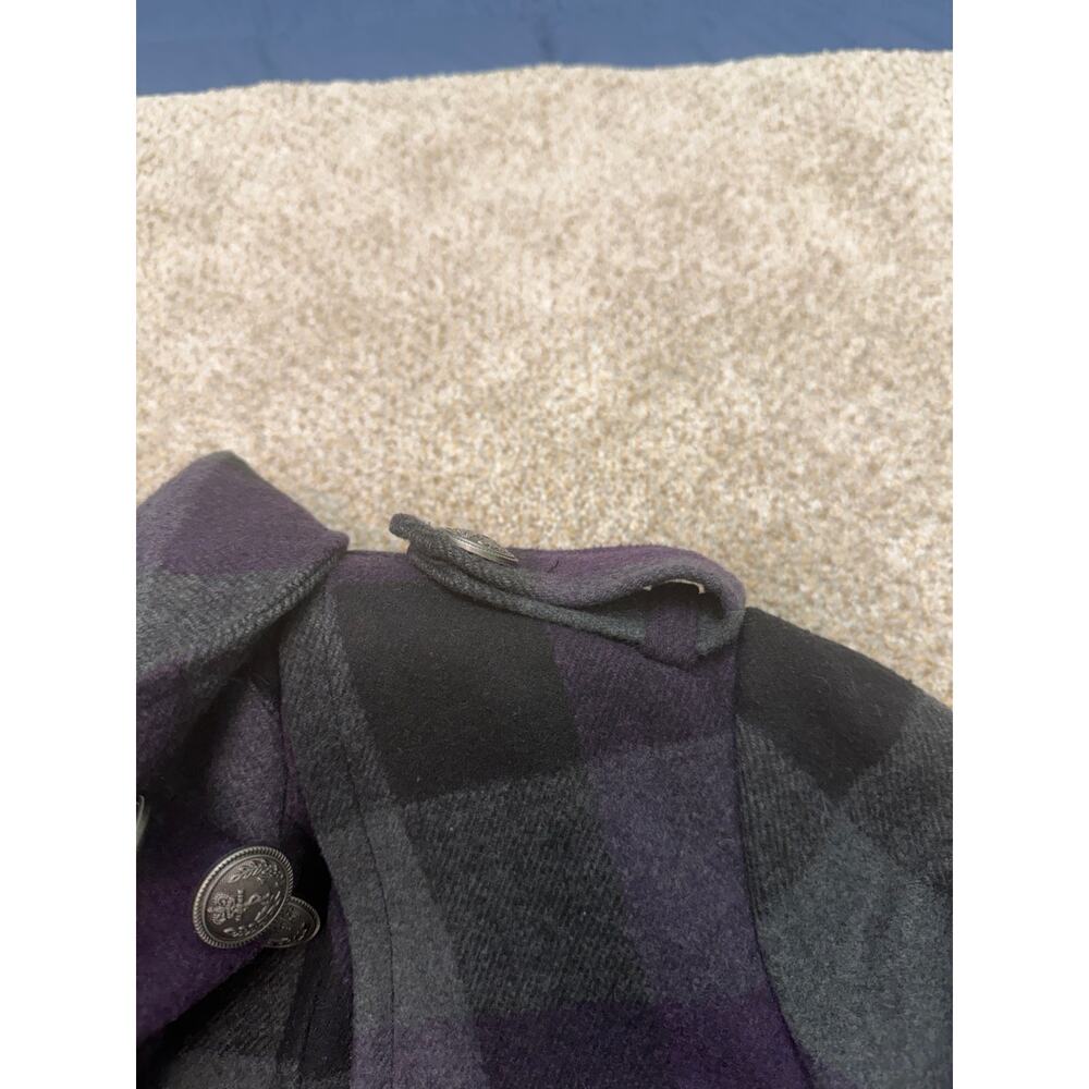 Women’s APT. 9 Plaid Pea Coat Purple Gray Black Medium - Picture 3 of 11